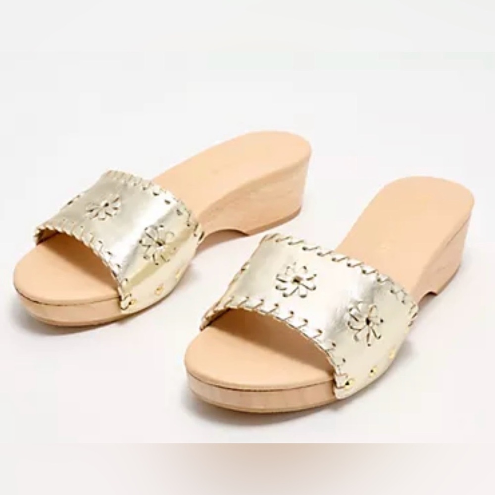 Jack Rodgers Leather Breaker Clog Sandals Platinum